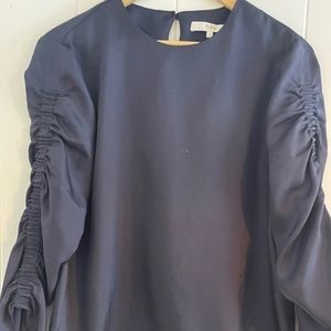 TIBI navy blue silk like blouse